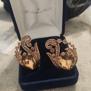 Heidi DAUS Gold-Tone Pink Crystal Swirl Drop Earrings